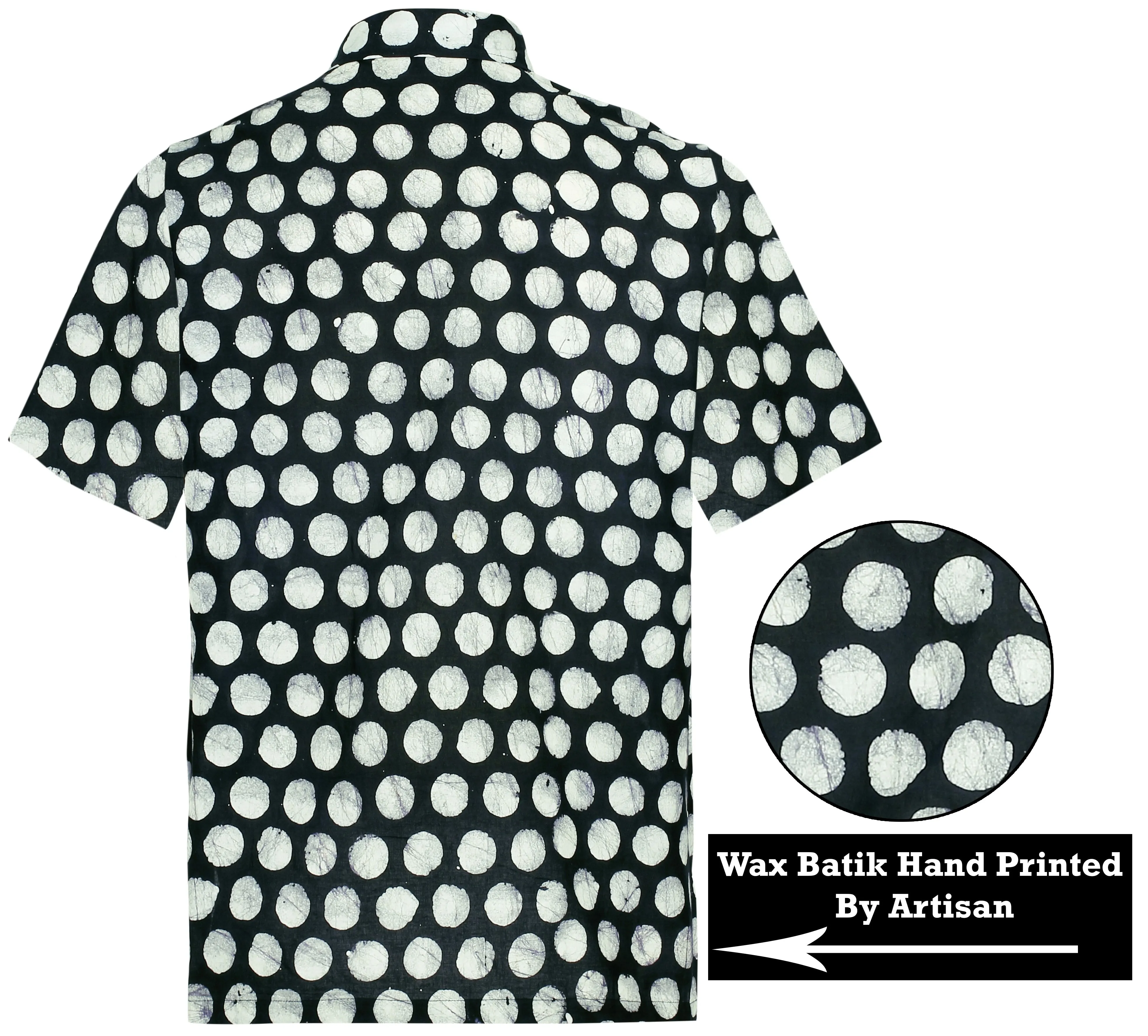 La Leela Men's Polka Dots 100% Cotton Black and White Shirt XXL