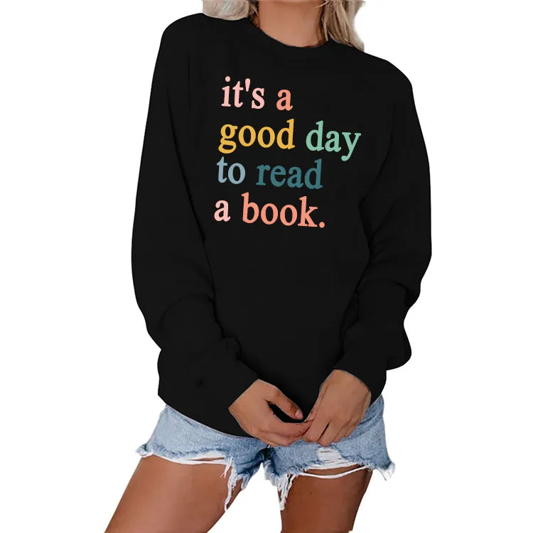 Letters Printed Casual Round Neck Fashion Bottoming Sweater Women