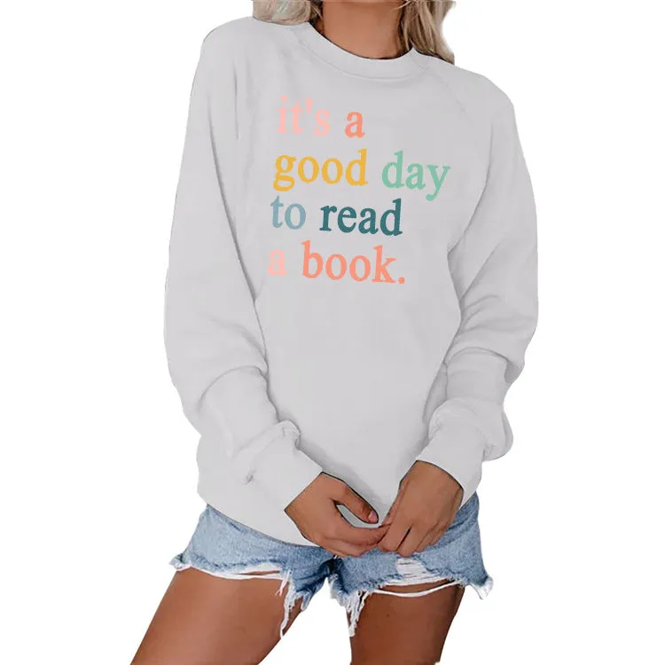 Letters Printed Casual Round Neck Fashion Bottoming Sweater Women