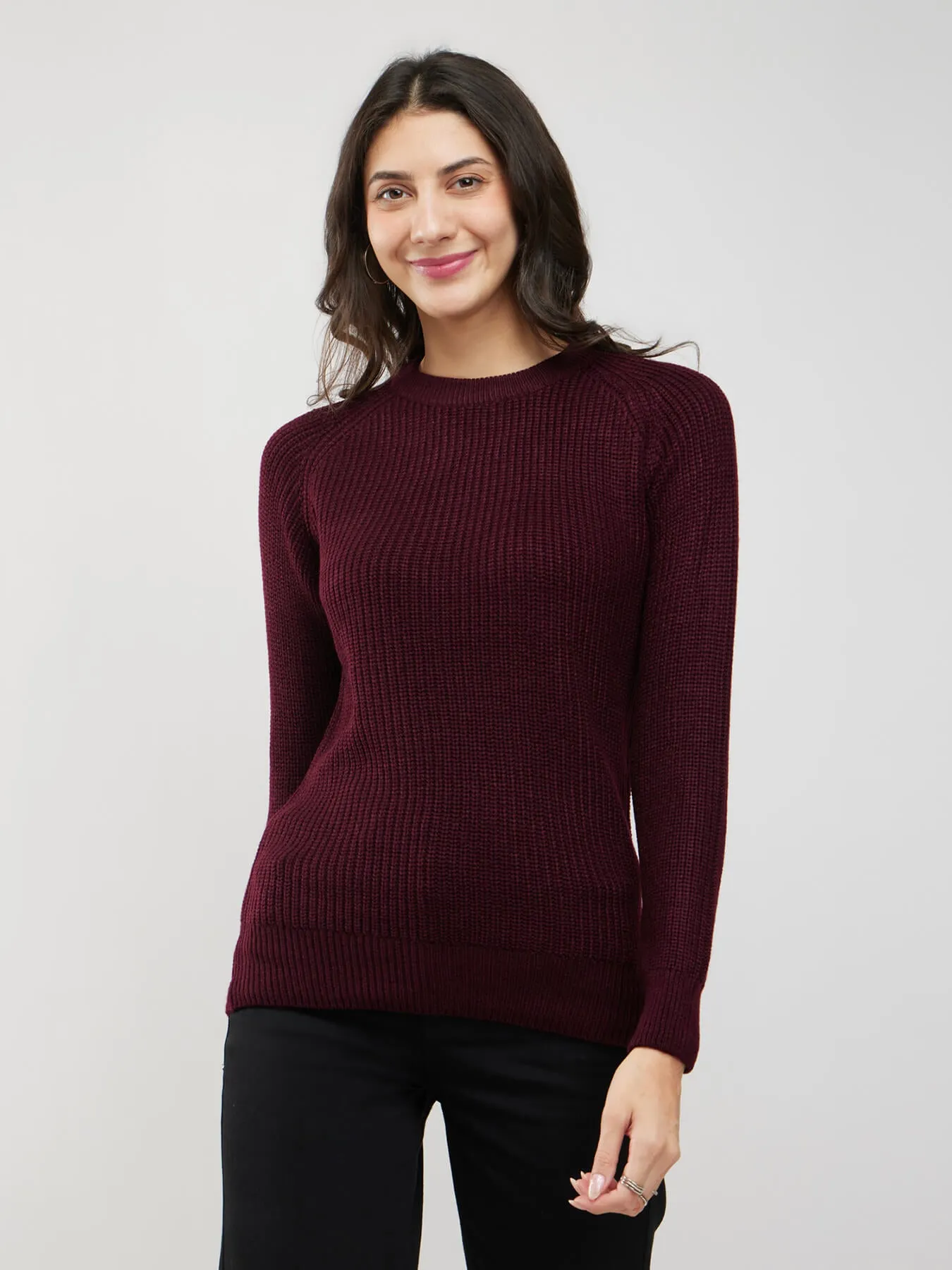 LivSoft Rib Knit Sweater - Wine