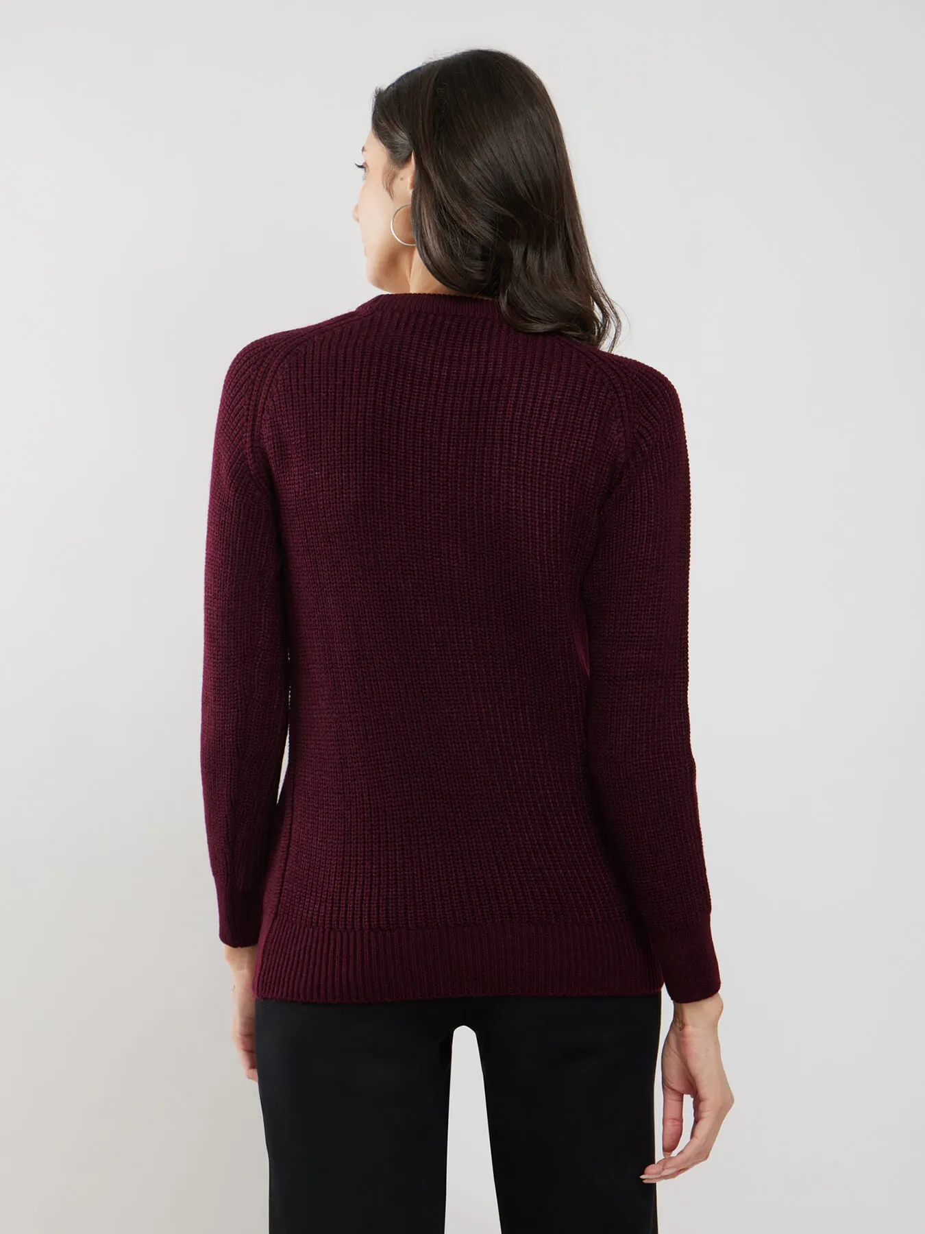 LivSoft Rib Knit Sweater - Wine