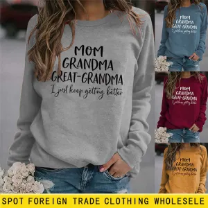 Long Sleeve T-shirt MOM GRANDMA GREAT LETTERS AW OVERSIZE SWEATER