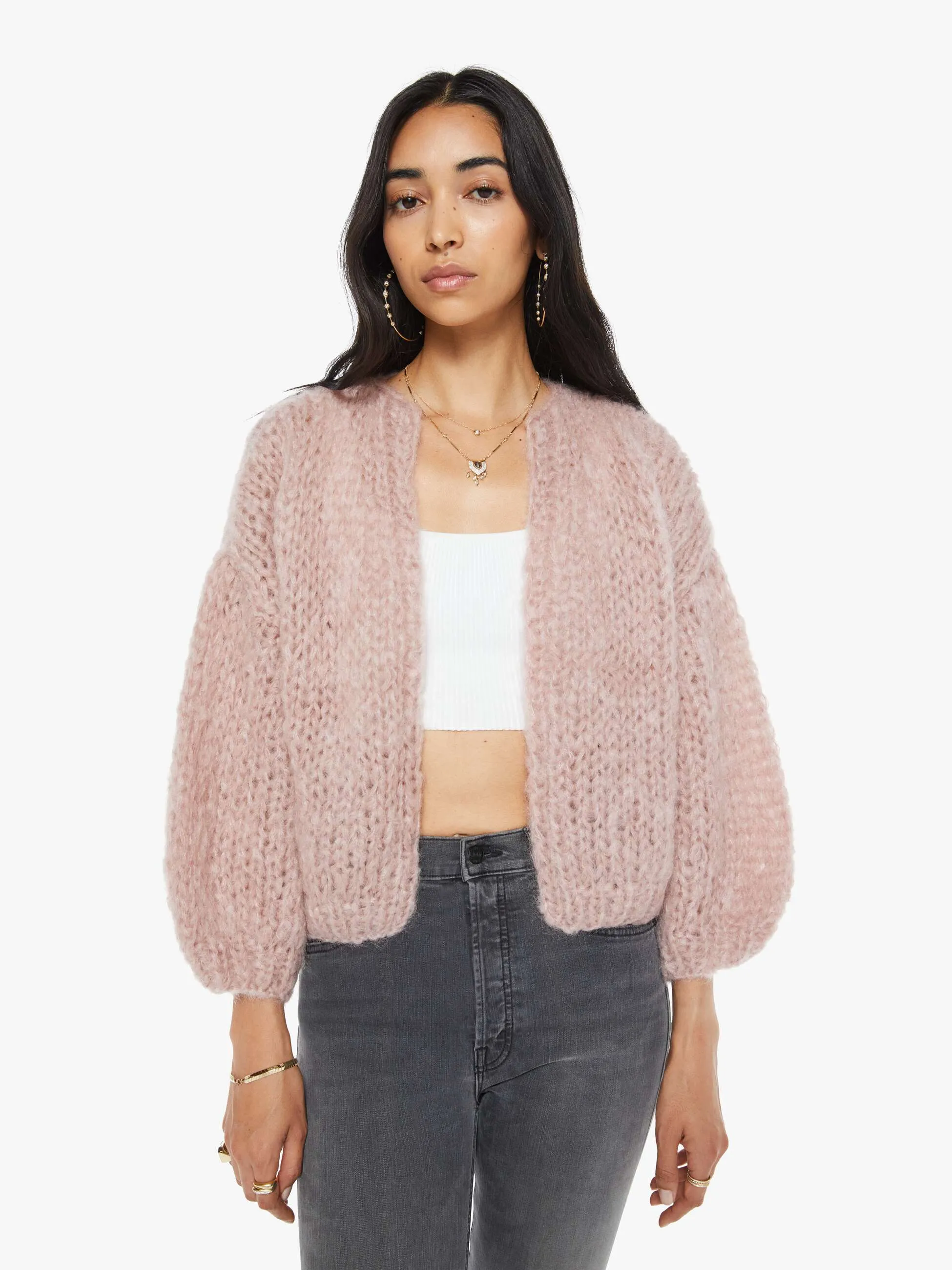 Maiami Mohair Bomber Cardigan - Antique Pink