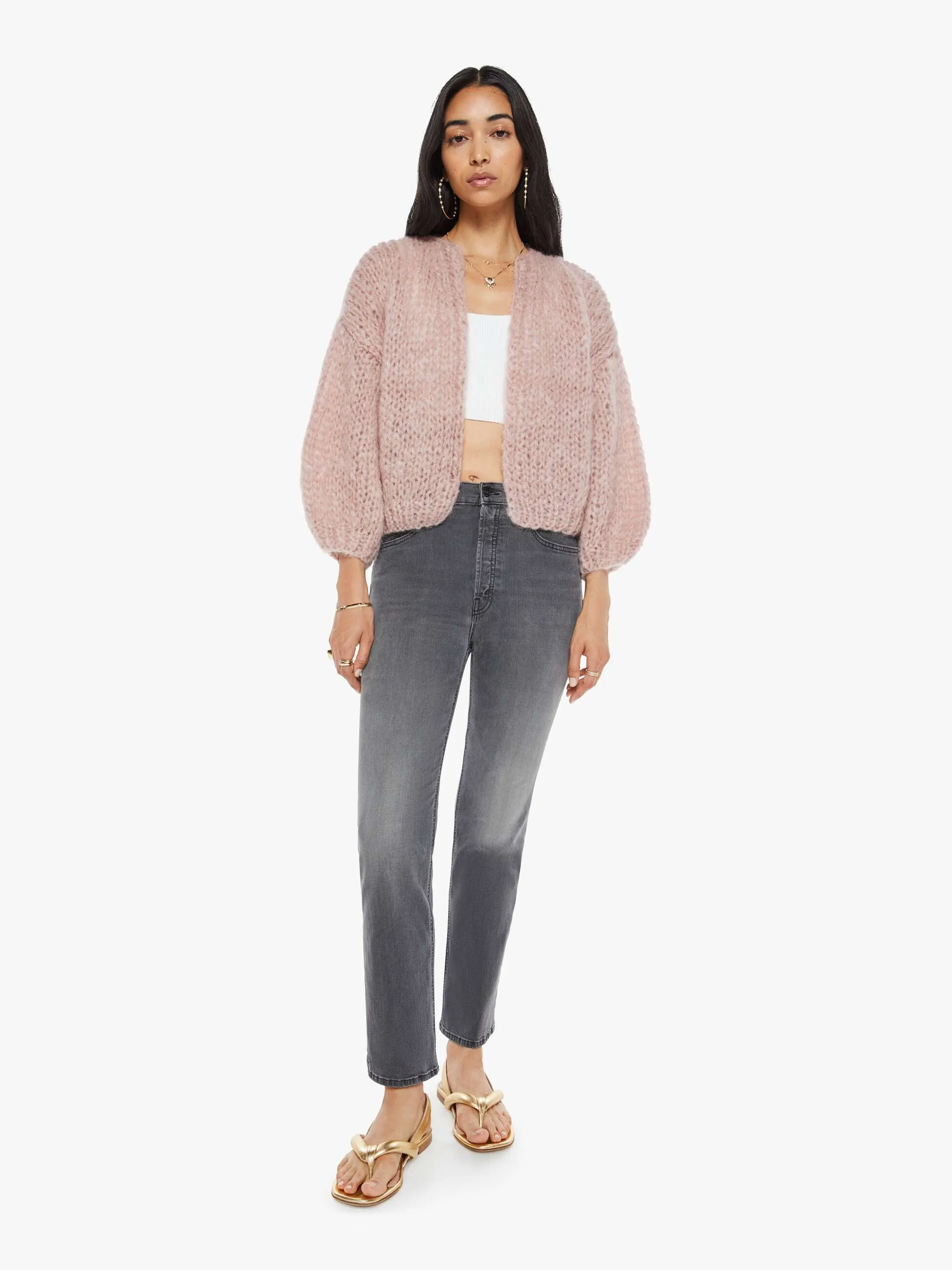 Maiami Mohair Bomber Cardigan - Antique Pink