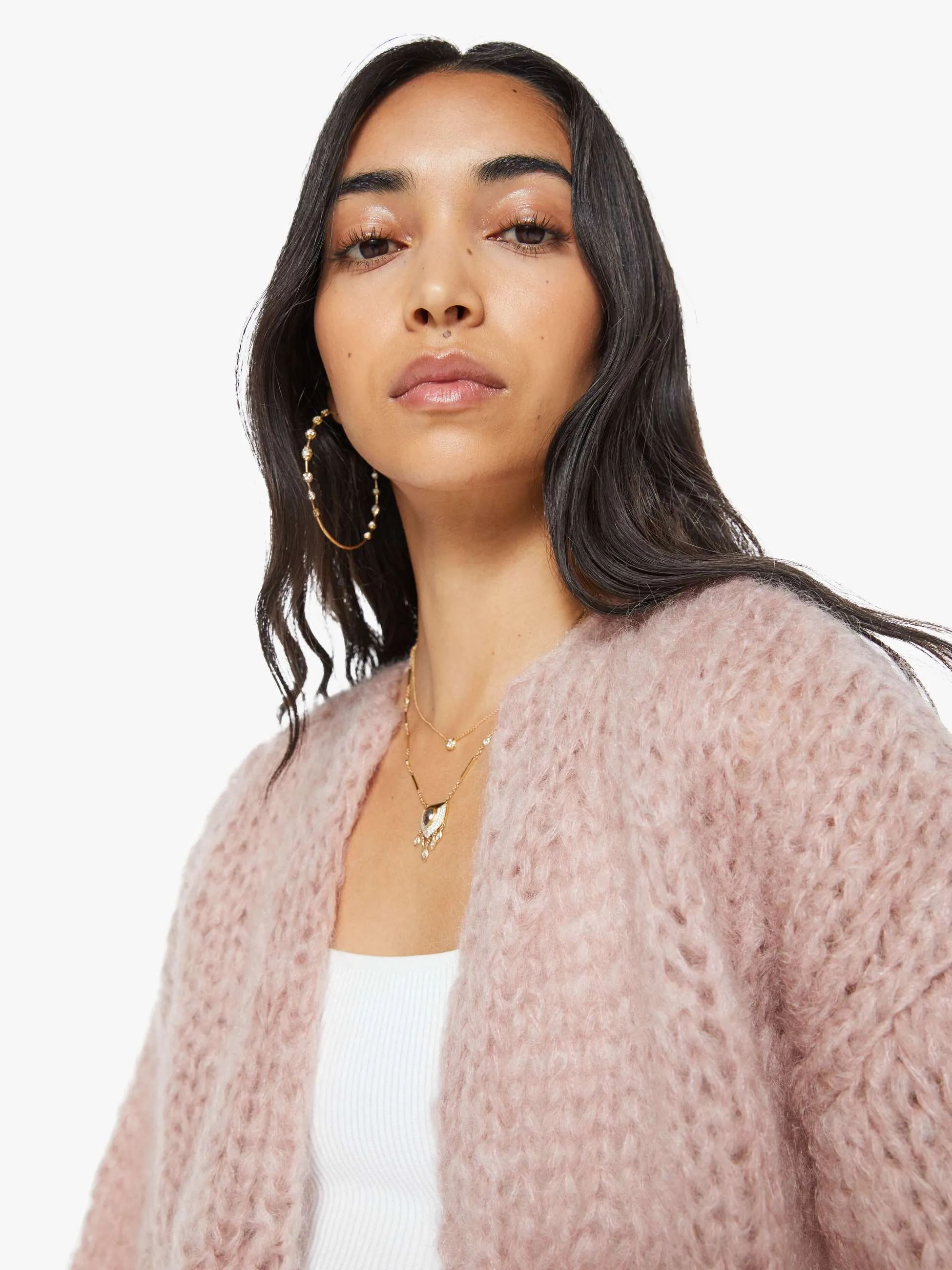 Maiami Mohair Bomber Cardigan - Antique Pink