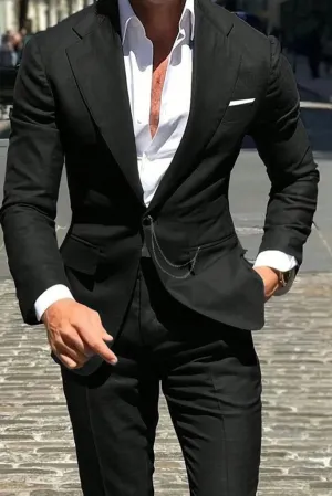 Men Two Piece Black Suit Formal Wedding Suit Groomsmen Wear Party Wear Prom Bespoke Him