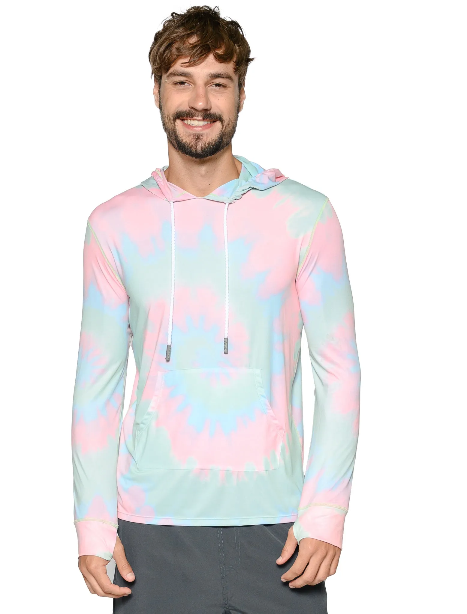 Men's Long Sleeve Hoodie printed in tie-dye