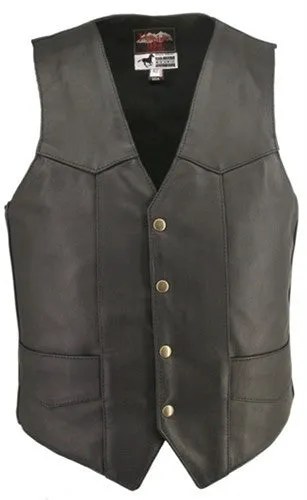 Men's Made in USA Horsehide Leather Classic Motorcycle Vest Internal Pistol Pockets