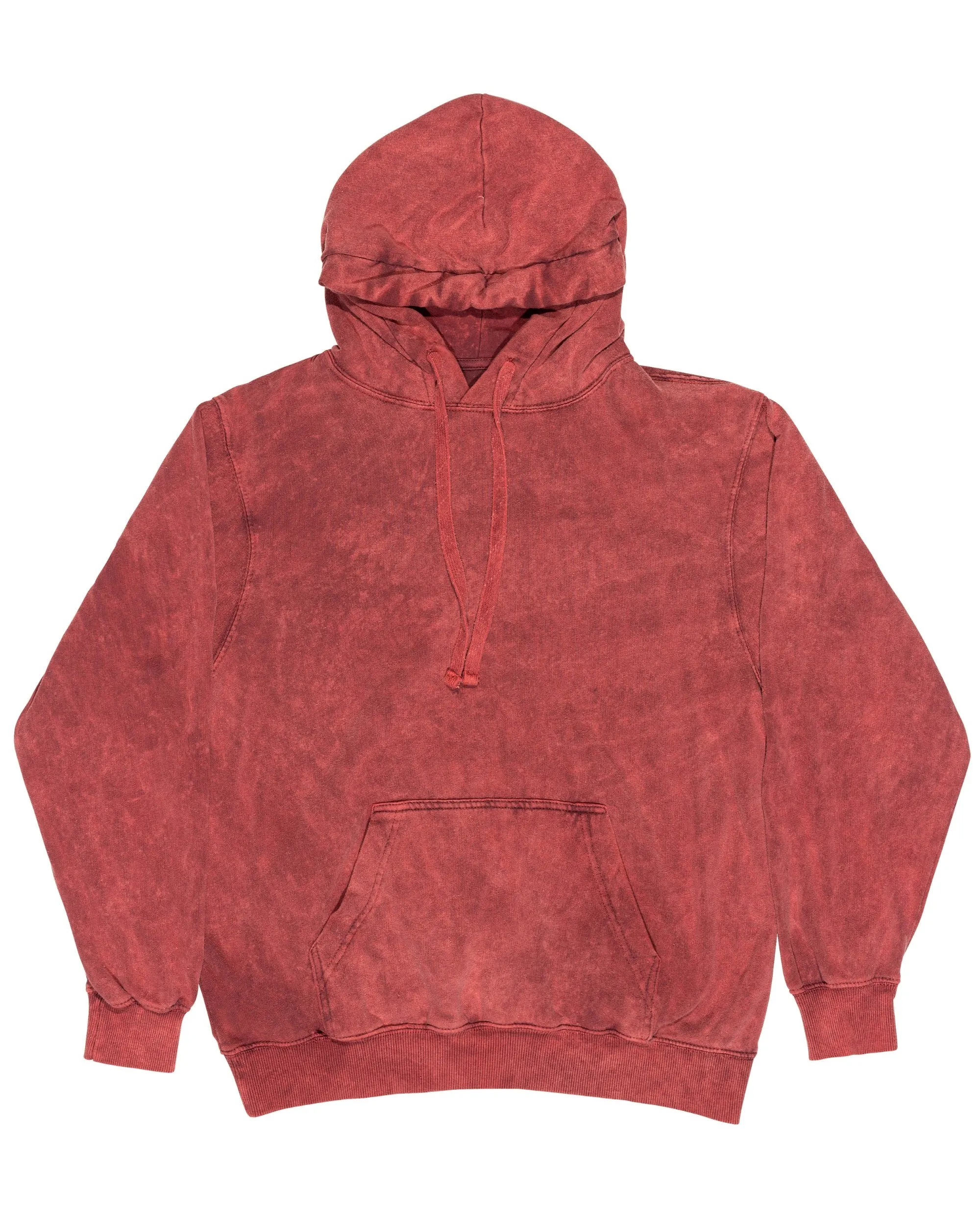 Mineral Wash Premium Fleece Hoodie - Crimson