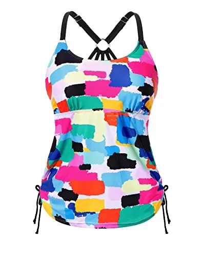 Modest Coverage & Comfort Tankini Top Womens Tankini Swim Top-Aqua