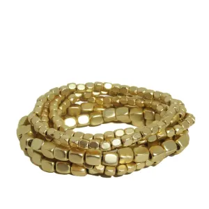 Multi Strand Beaded Bracelet Set in Matte Gold