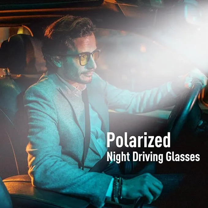 Musivon Polarized Night Driving Glasses for Men Women - Anti Glare Night Vision Yellow Glasses for Driving at Night