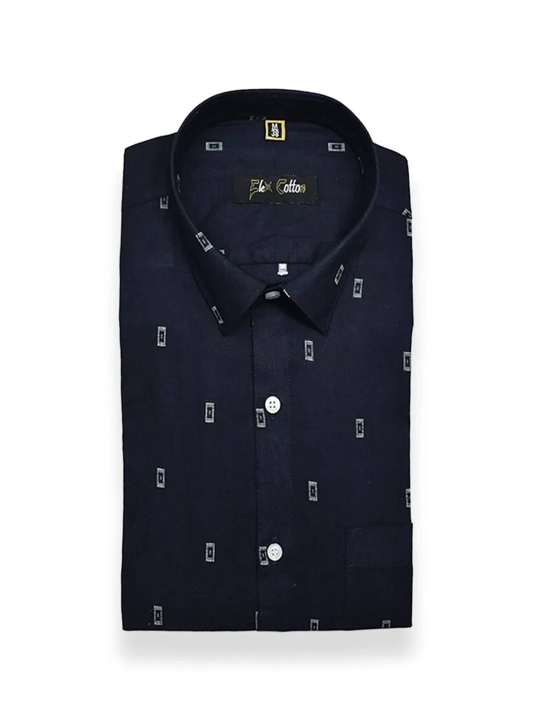 Navy Blue Color Cotton Butta Shirts For Men's