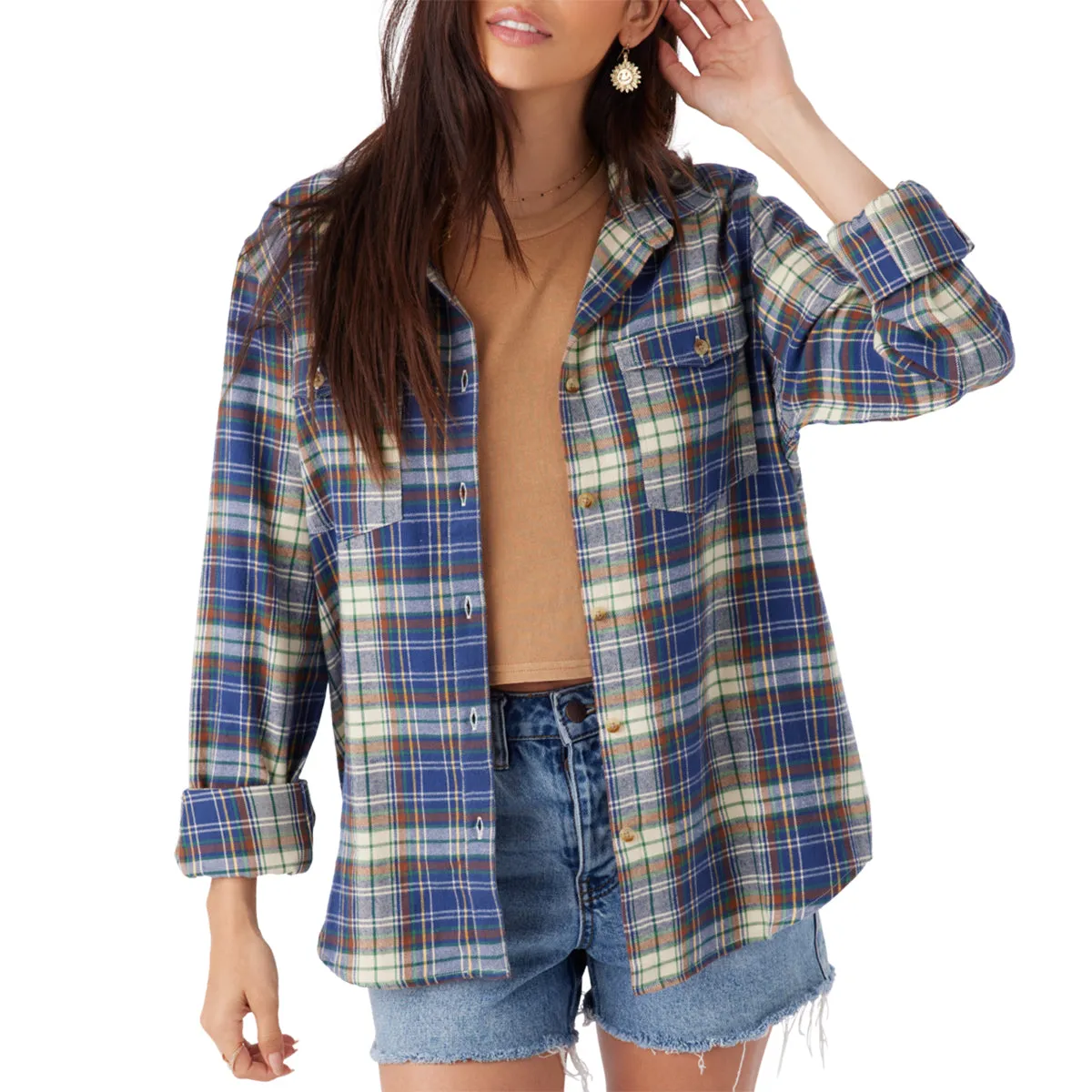 O'Neill Women's Nash Long Sleeve Button-Up Flannel Shirt