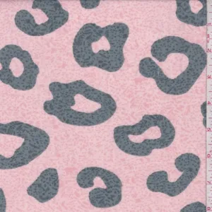 Pink/Charcoal Leopard Print Baby French Terry Knit Fabric