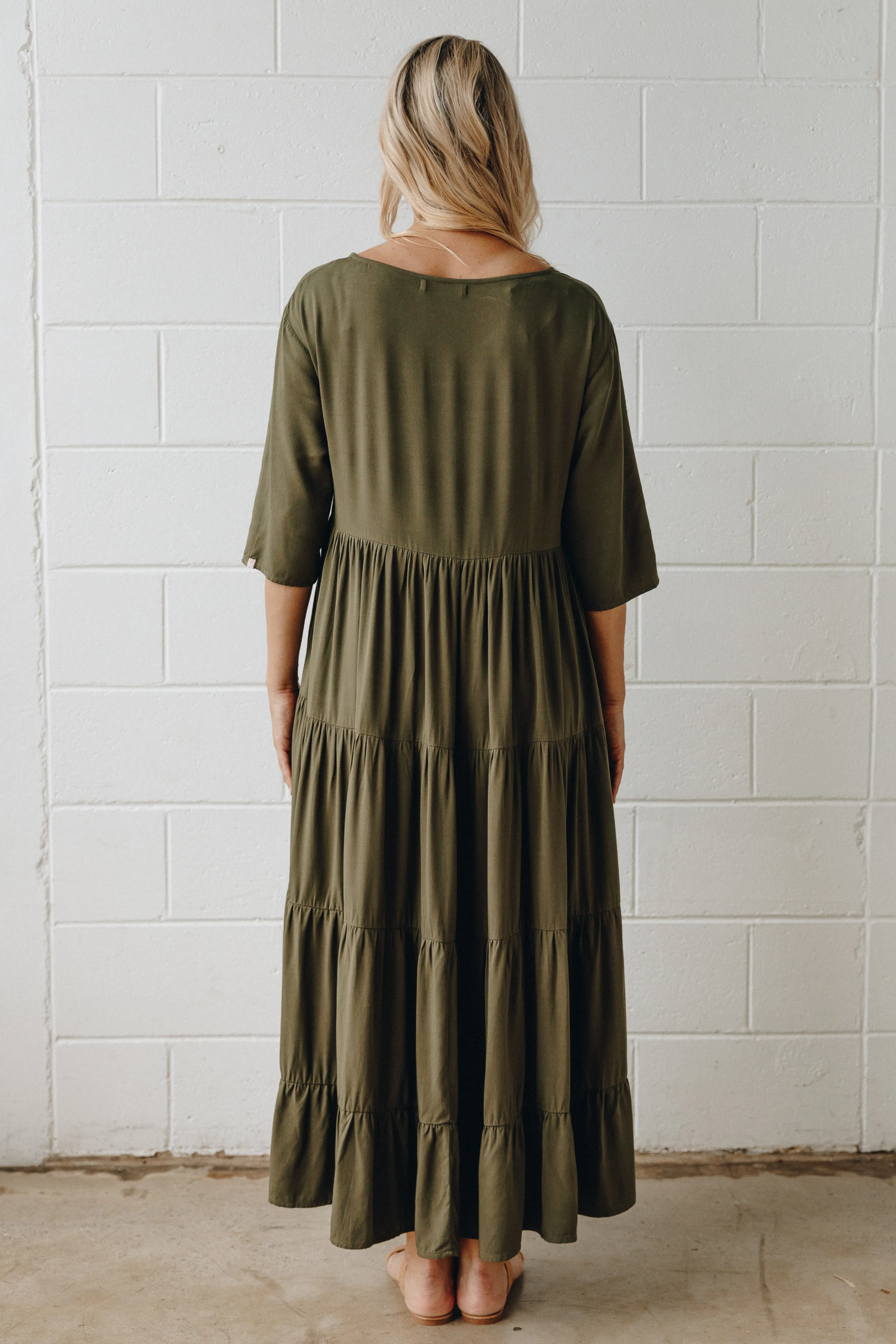 Ruffle Dress | Khaki | FINAL SALE