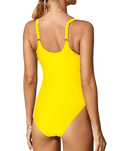 Sexy Lace Up Swimwear One Piece Swimsuit Strappy Bathing Suit-Neon Yellow