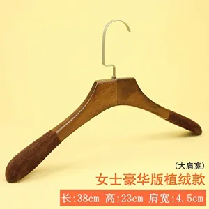 SHRCDC Natural Wood/Hanger 10Pack/Flocking/Non-Slip(38Cm)/Broaden/Shirt/Coat/Skirt/Pants Hanger,10 Pcs,Flocked Flat Head And Shoulder Width 4.5Cm