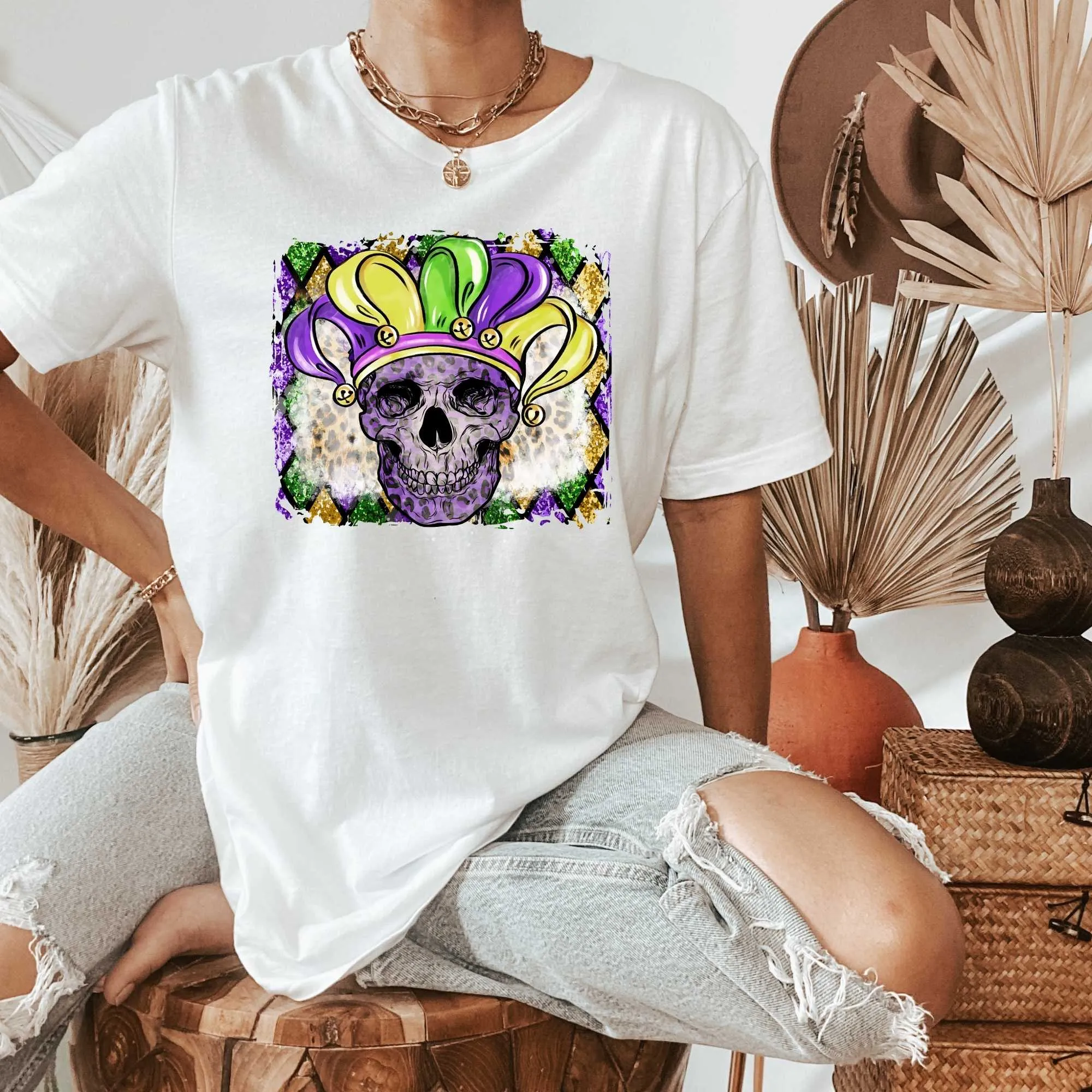 Skull Mardi Gras Shirt or Tank Top for Women and Men, Plus Sizes Available Up to 5XL