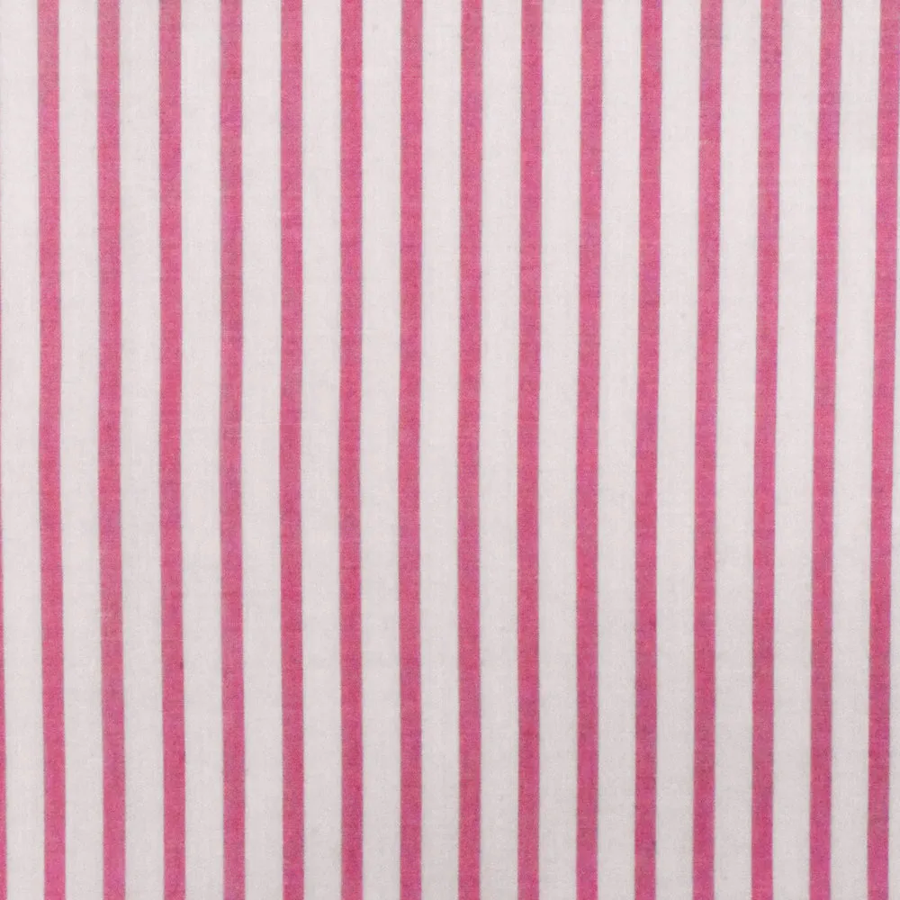 Sweet Pink-White Stripe Cotton Lawn Woven Fabric