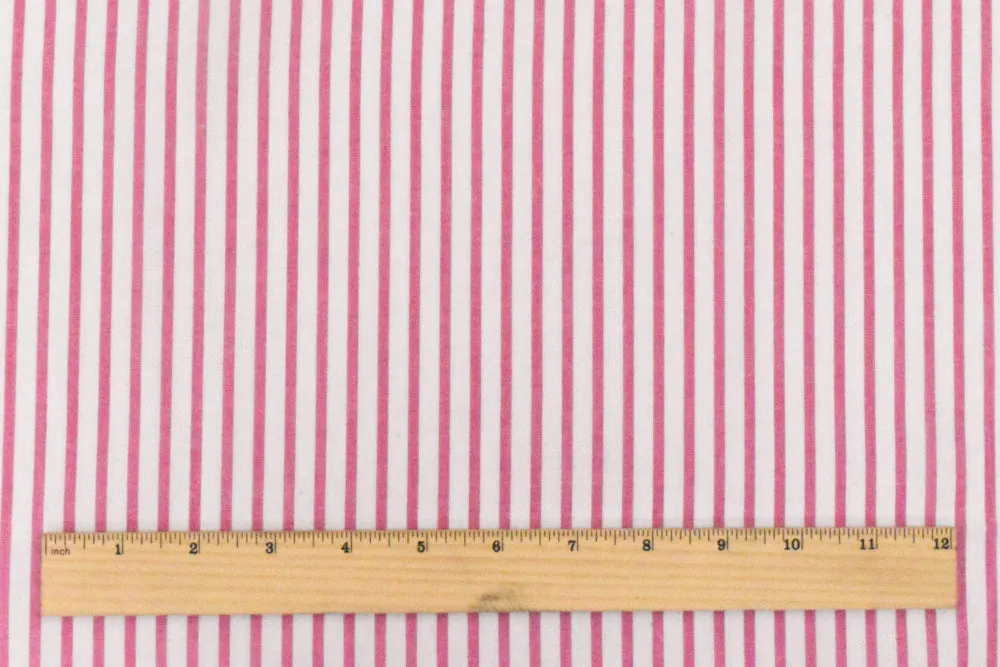 Sweet Pink-White Stripe Cotton Lawn Woven Fabric