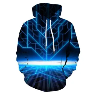 Technology Hoodie Men Grid Hooded Casual Aurora 3d Printed Unisex Funny Casual