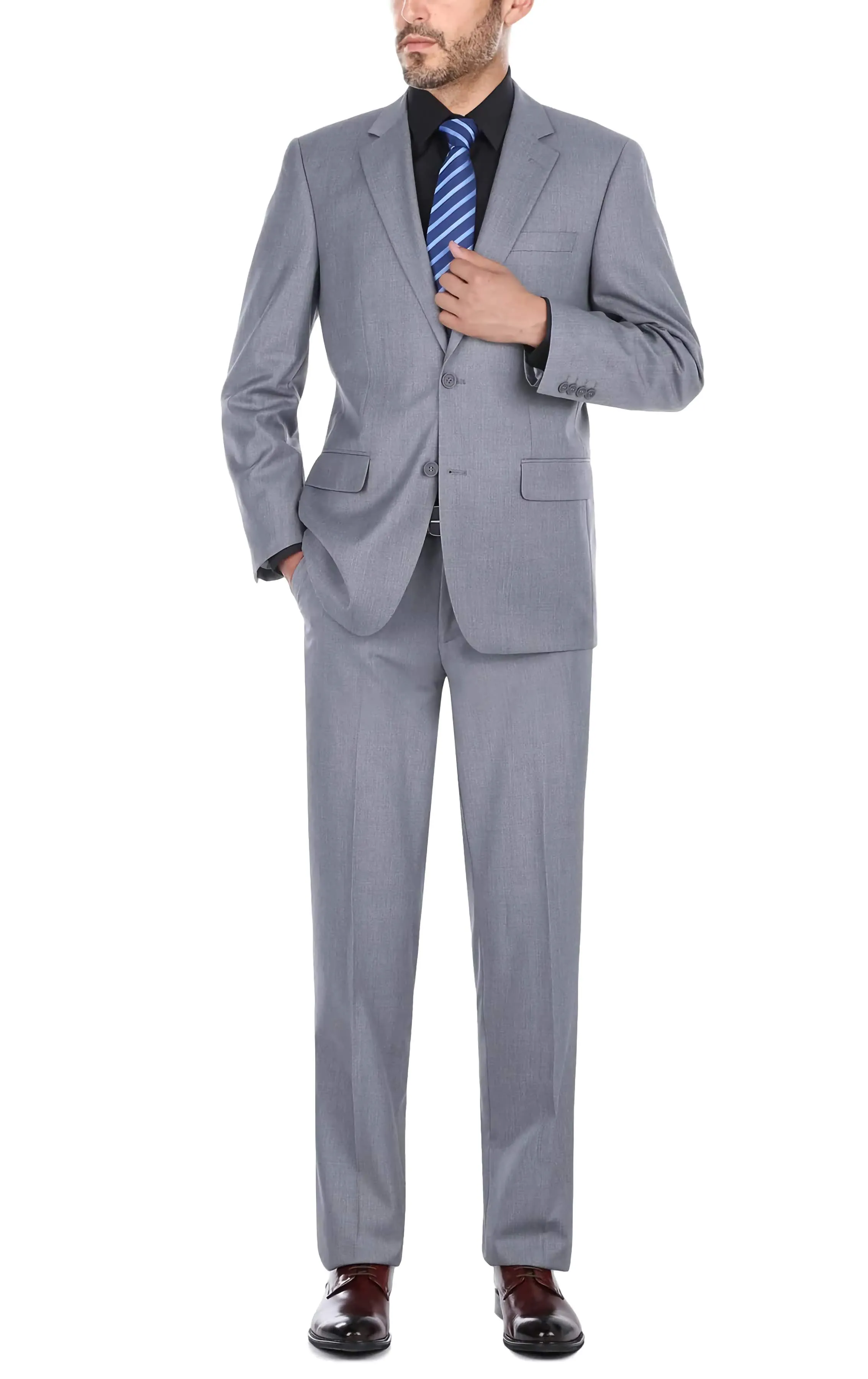 Vanderbilt Collection - Classic 2 Piece Suit 2 Buttons Regular Fit In Gray