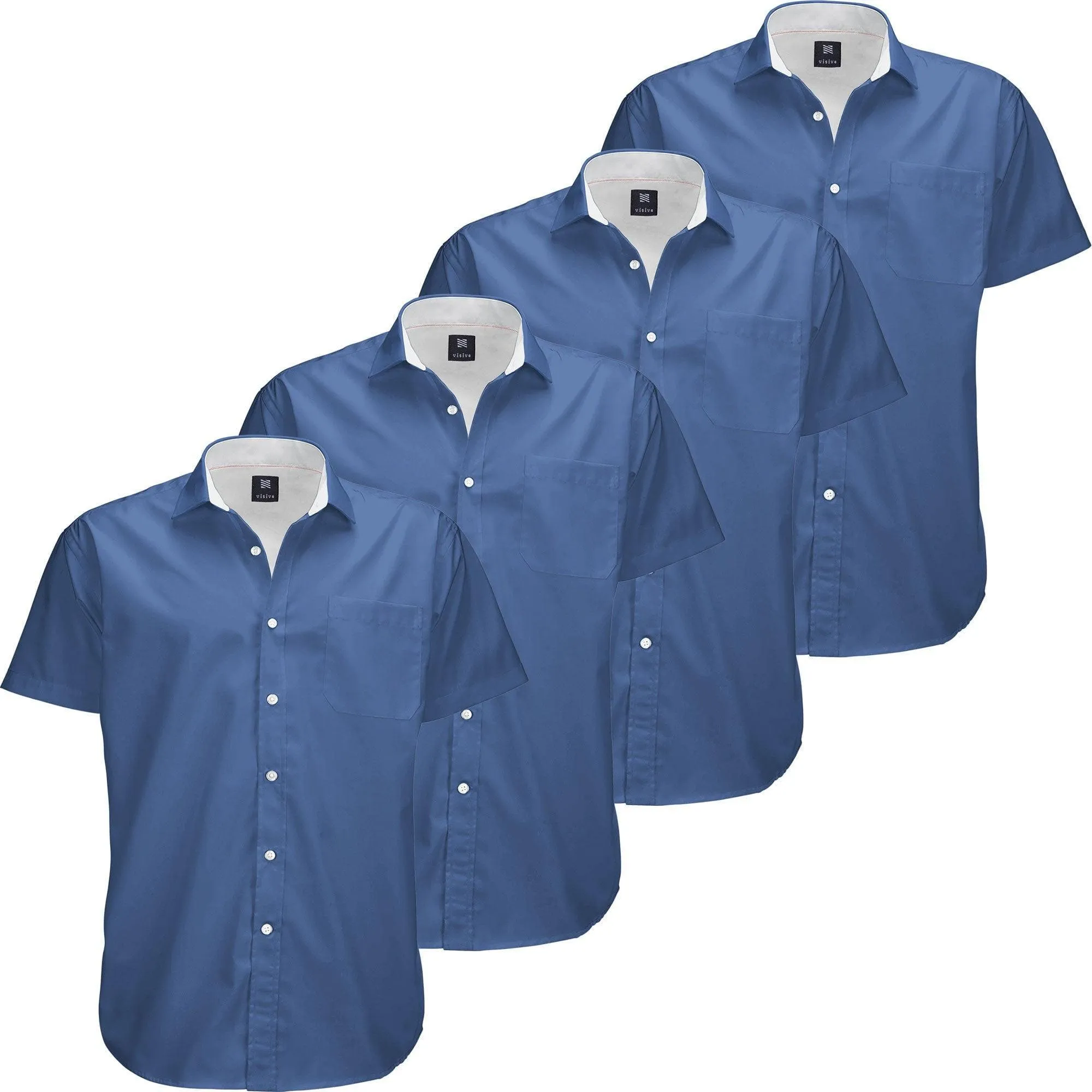 Visive Mens Big and Tall Oxford Shirt - 4 Pack Button Down Short Sleeve Dress Shirt - Versatile for Business & Casual Events - Comfort Fit - Breathable Material - Sizes small to 4XL For Big men