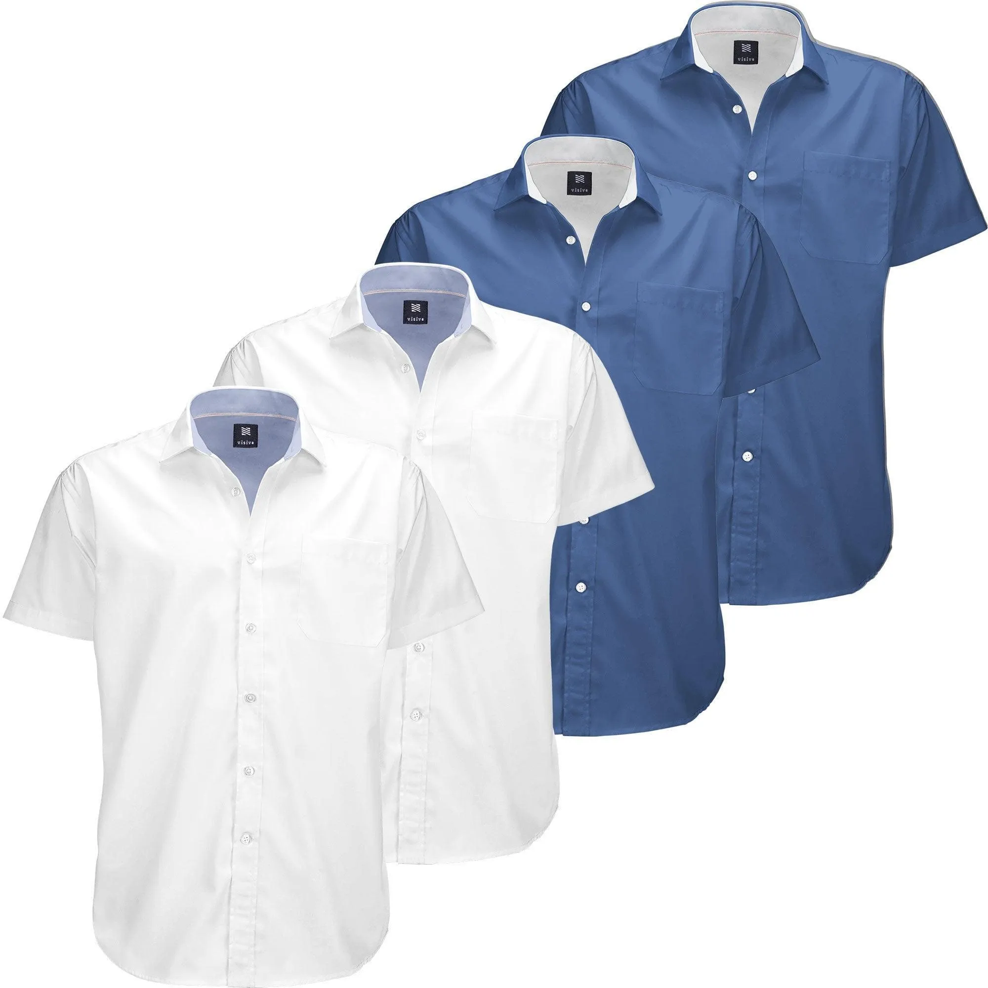 Visive Mens Big and Tall Oxford Shirt - 4 Pack Button Down Short Sleeve Dress Shirt - Versatile for Business & Casual Events - Comfort Fit - Breathable Material - Sizes small to 4XL For Big men