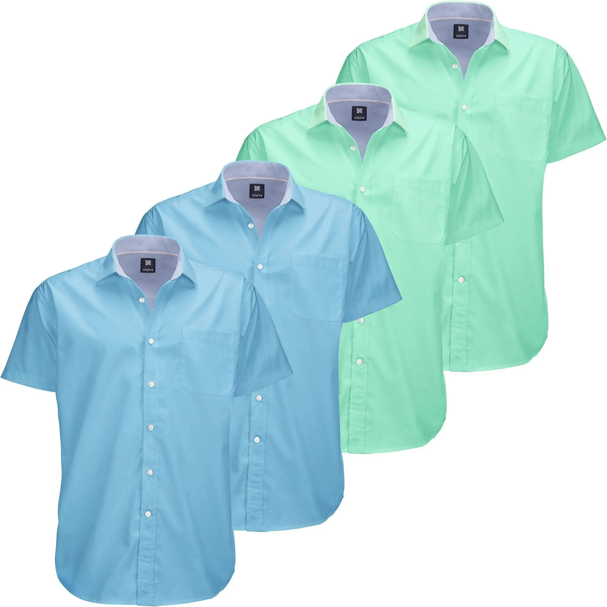 Visive Mens Big and Tall Oxford Shirt - 4 Pack Button Down Short Sleeve Dress Shirt - Versatile for Business & Casual Events - Comfort Fit - Breathable Material - Sizes small to 4XL For Big men