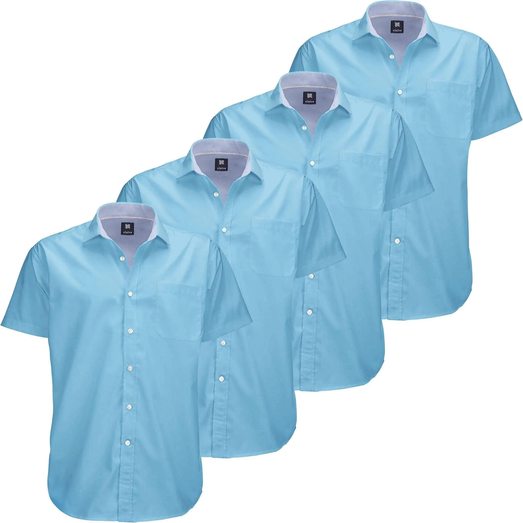 Visive Mens Big and Tall Oxford Shirt - 4 Pack Button Down Short Sleeve Dress Shirt - Versatile for Business & Casual Events - Comfort Fit - Breathable Material - Sizes small to 4XL For Big men