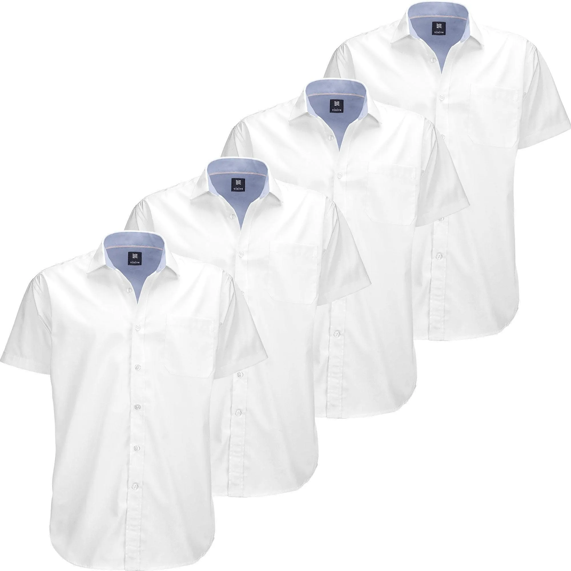 Visive Mens Big and Tall Oxford Shirt - 4 Pack Button Down Short Sleeve Dress Shirt - Versatile for Business & Casual Events - Comfort Fit - Breathable Material - Sizes small to 4XL For Big men