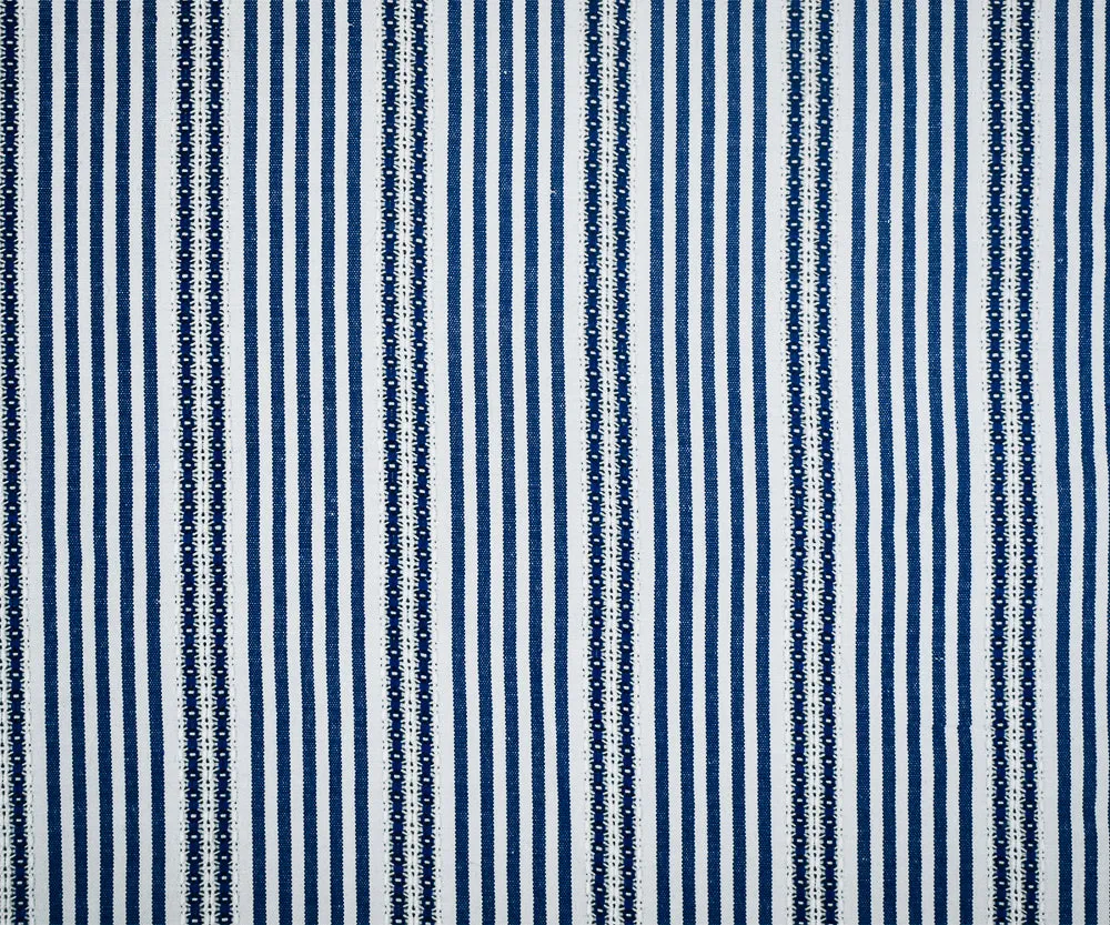 White-Blue Stripe Poly Woven Fabric