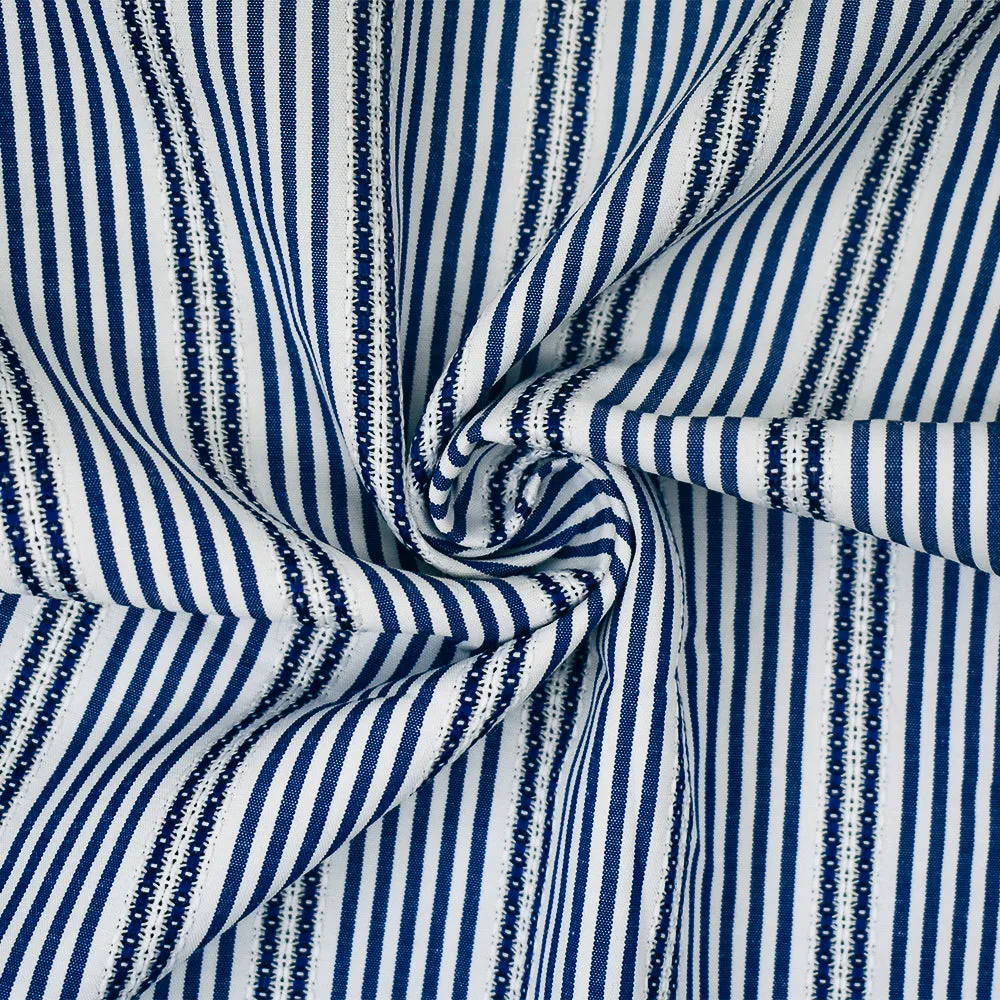 White-Blue Stripe Poly Woven Fabric