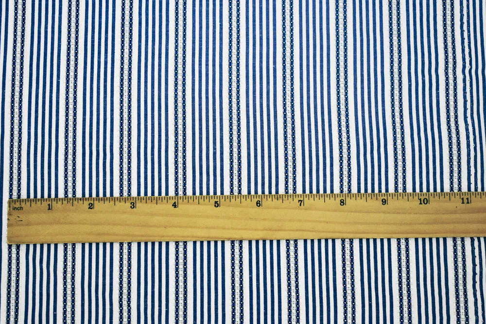 White-Blue Stripe Poly Woven Fabric