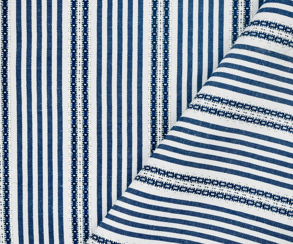 White-Blue Stripe Poly Woven Fabric