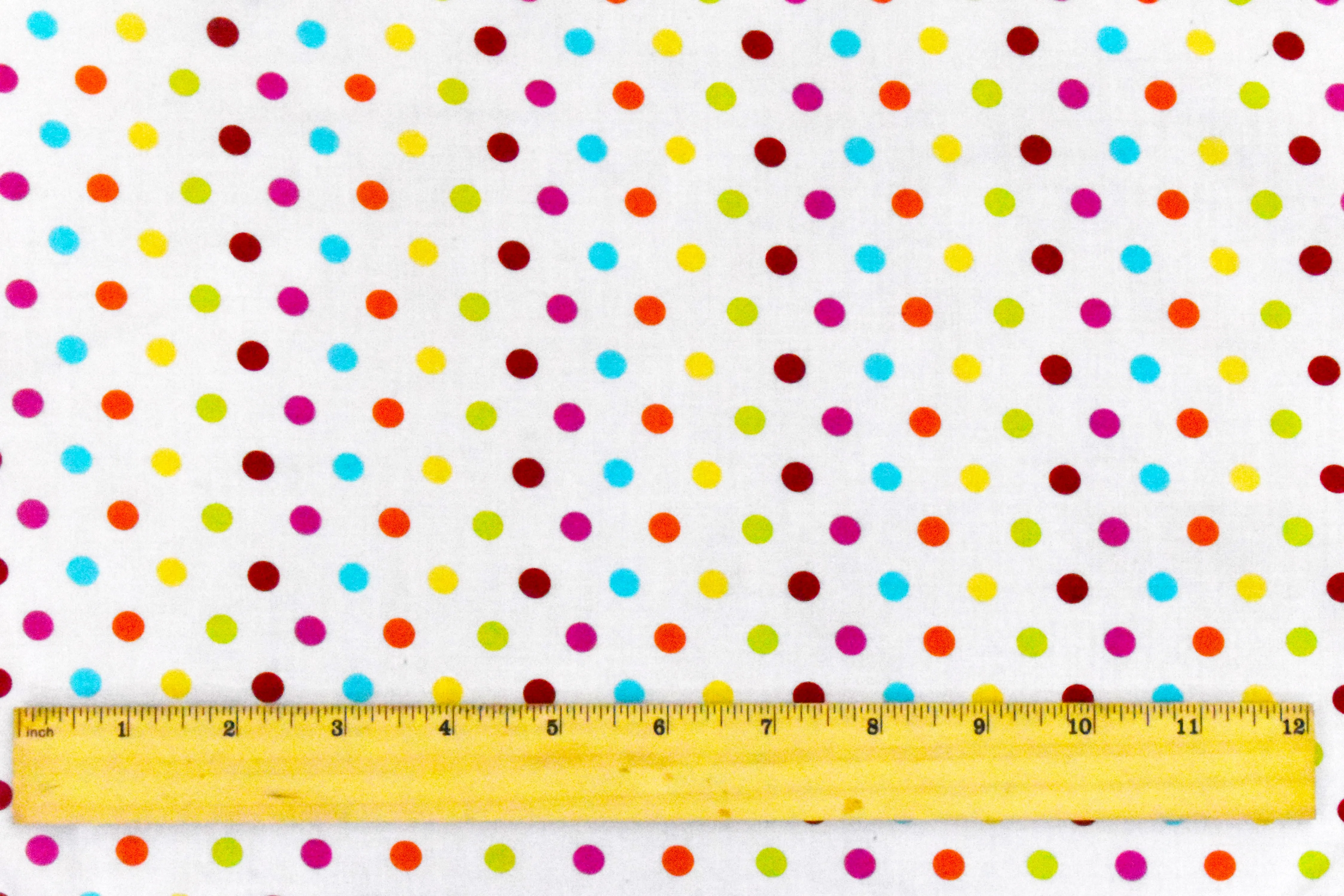 White-Red-Multi Dot Printed Stretch Batiste Woven Fabric