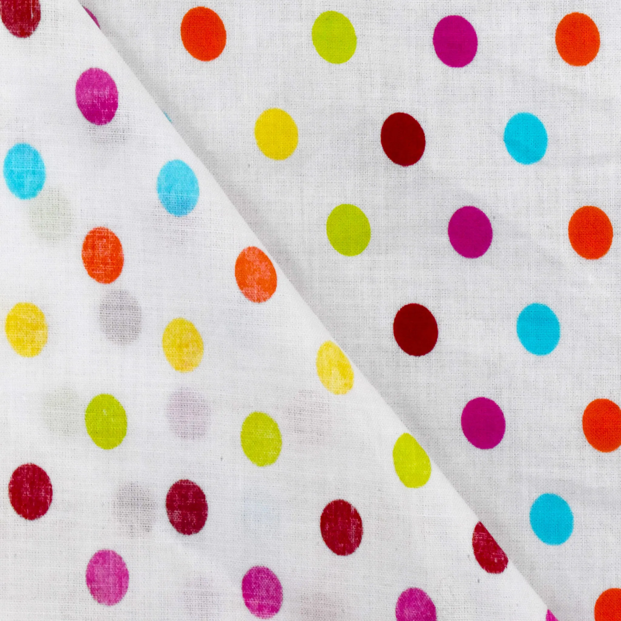 White-Red-Multi Dot Printed Stretch Batiste Woven Fabric