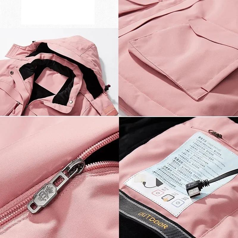 Women Winter Intelligent Heating Jacket USB Charging Women Heated Coat