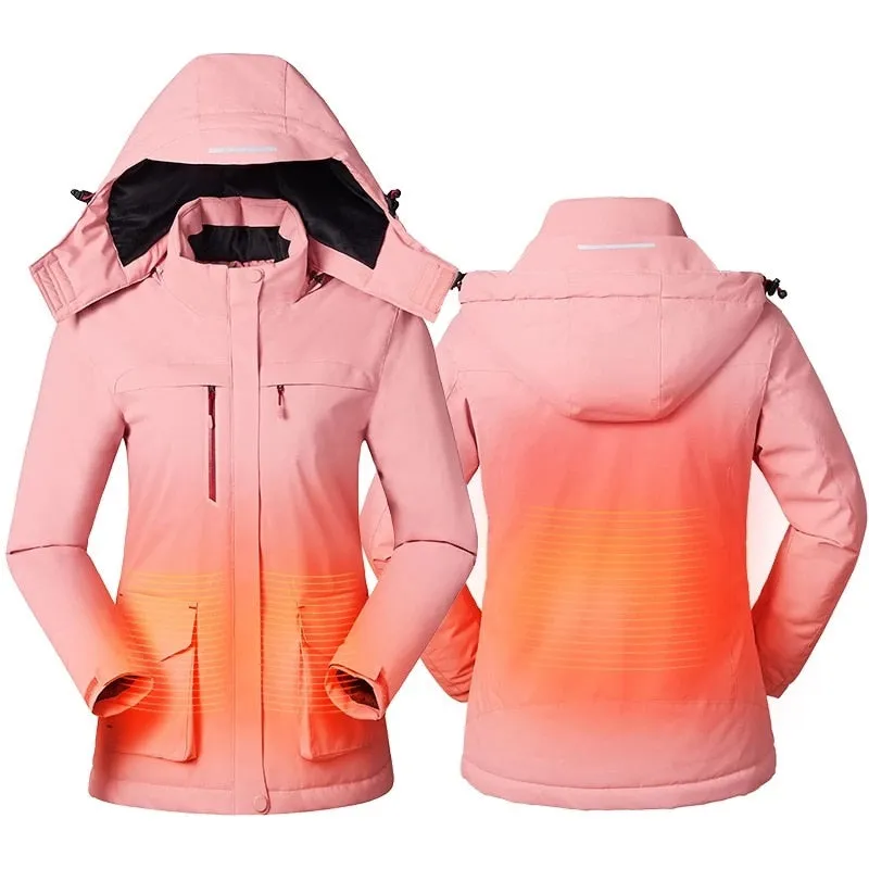 Women Winter Intelligent Heating Jacket USB Charging Women Heated Coat