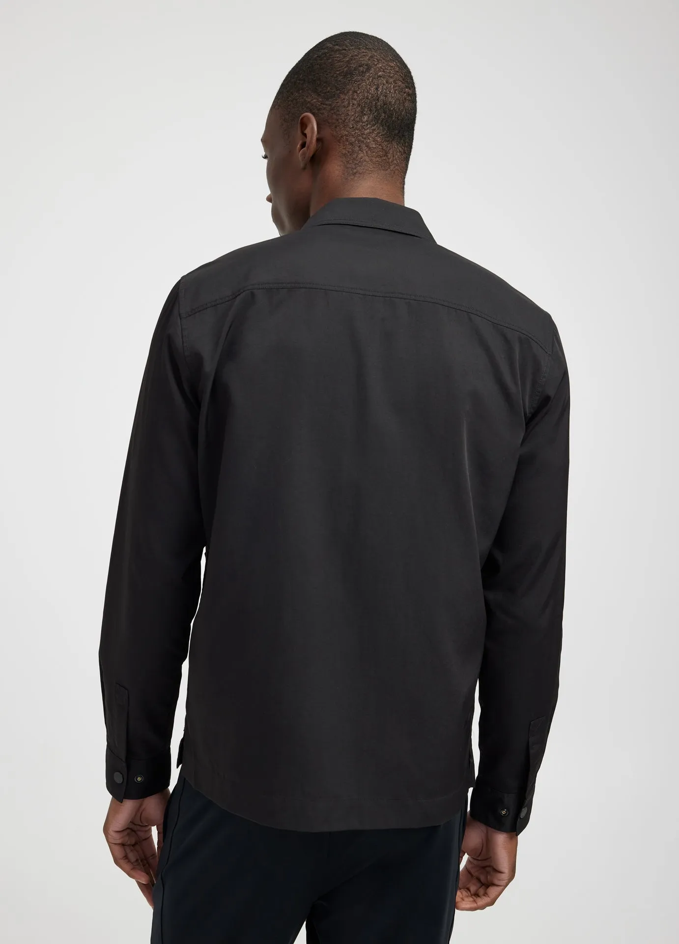 Zip Front Tech Overshirt Black