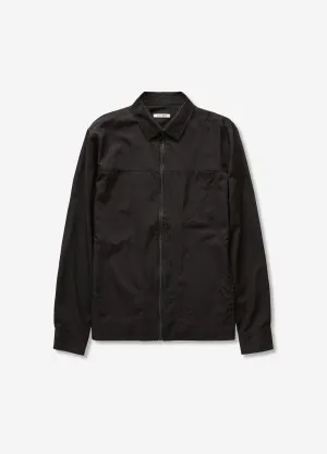 Zip Front Tech Overshirt Black