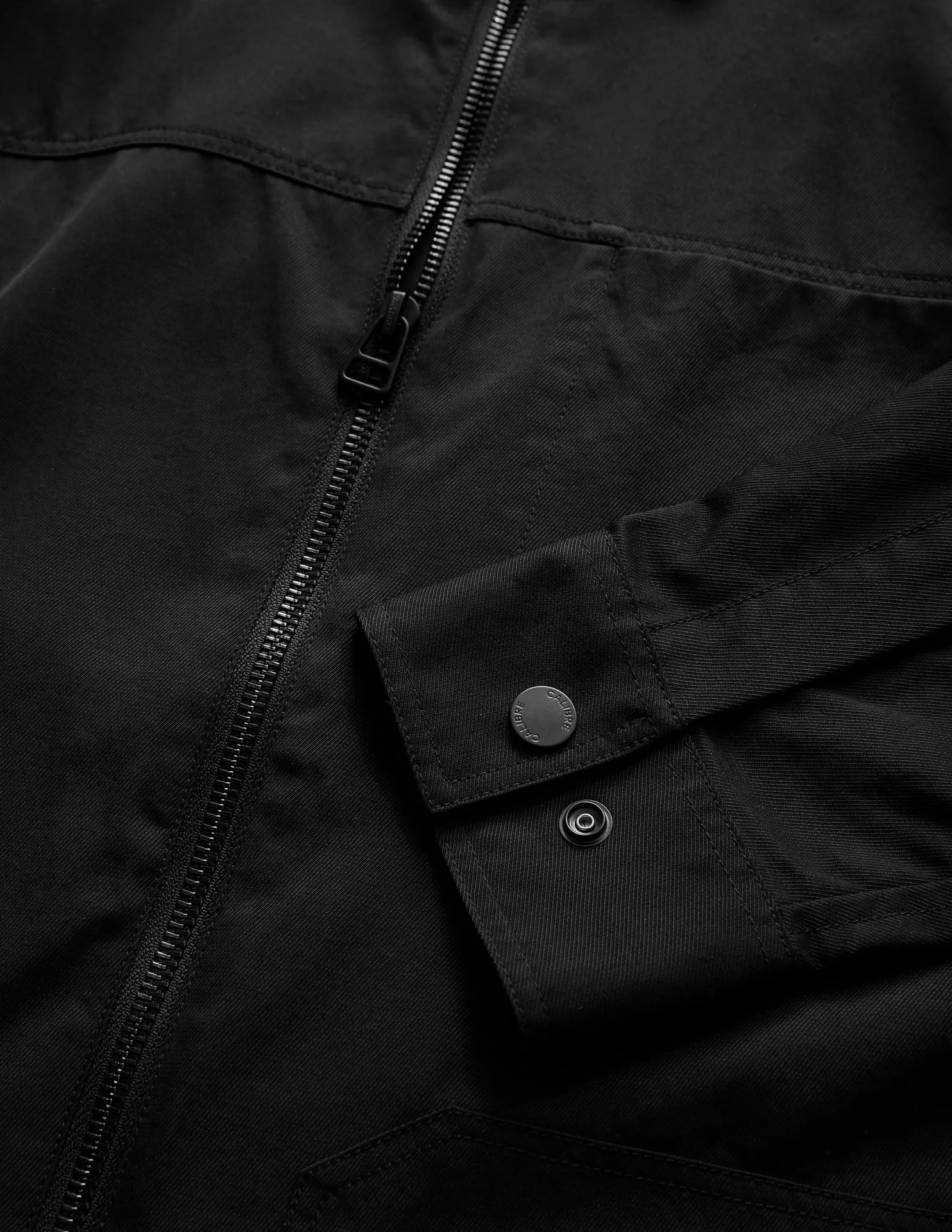 Zip Front Tech Overshirt Black